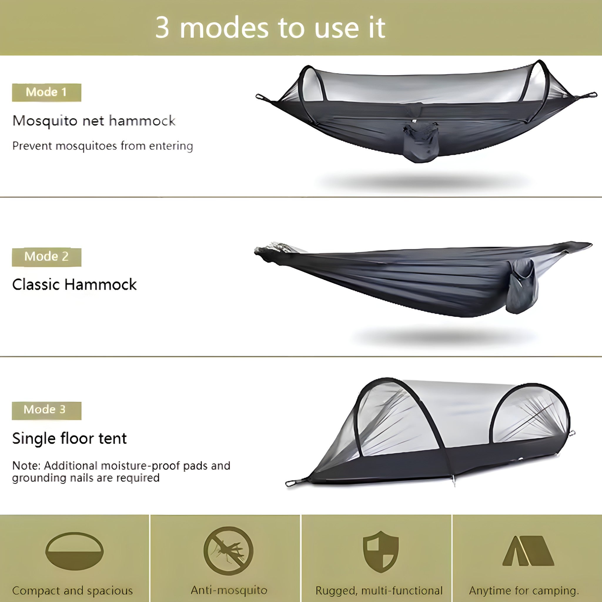 Hammock - Hiking & Trekking | 3 in 1